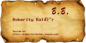 Boberity Balár névjegykártya